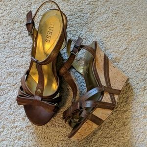 Guess - Wedge Bow Tie Design Cork Heel